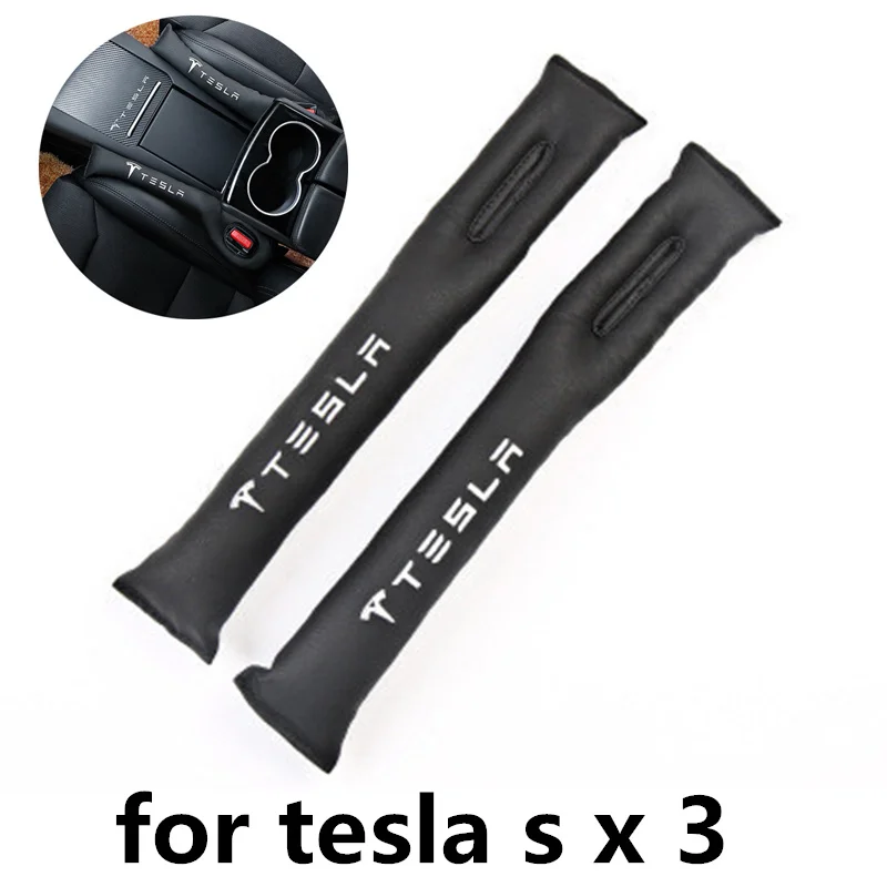 2x Car Styling Seat Gap Filler Organizer Leak Proof Pad PU Leather Fit Car Accessories for Tesla MODEL 3 Model X Model S