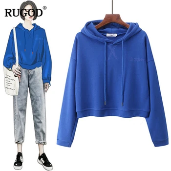 

RUGOD Fashion Female Casual Hoodies 2018 Autumn New O-Neck Solid Hooded Long Sleeve Pullovers For Women Tops Hot Sell