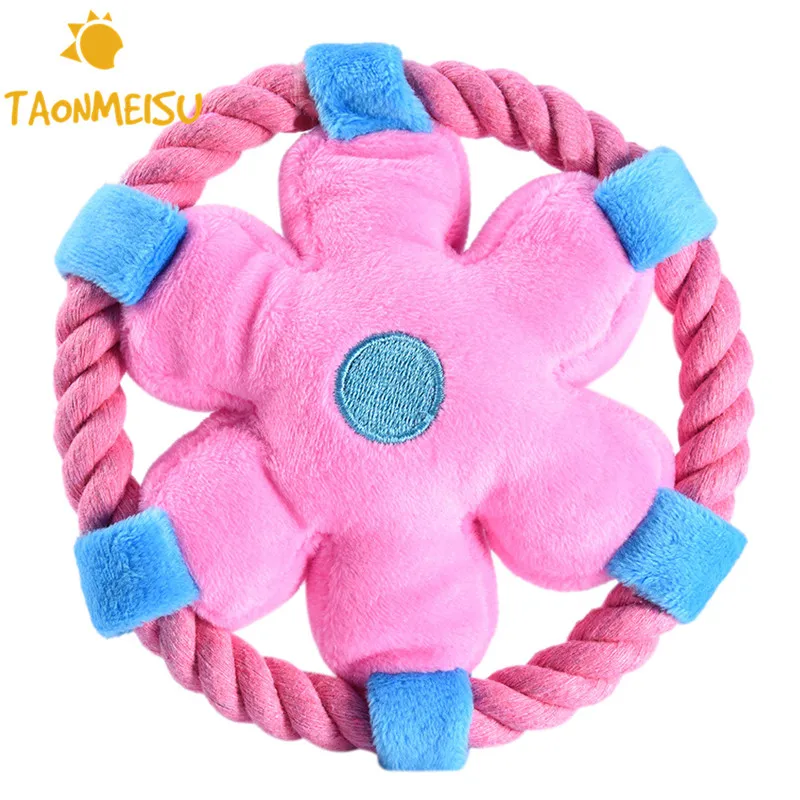 Flower shape Pet Throwing Dog Plush Toys 3 Color 1pcsin Dog Toys from