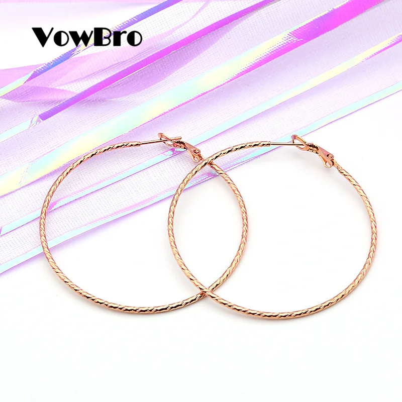 VowBro круг цвет золотой креольские серьги из нержавеющей стали большие круглые женские серьги-кольца Подарки для женщин OL стили