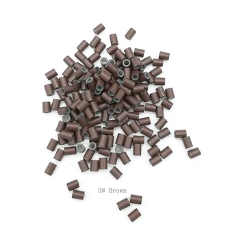 

Freeshipping - 20000pcs 4.5mm With Silicone Copper Tube Rings Links Beads / Black D-Brown Brown L-Brown D-Blonde Blonde