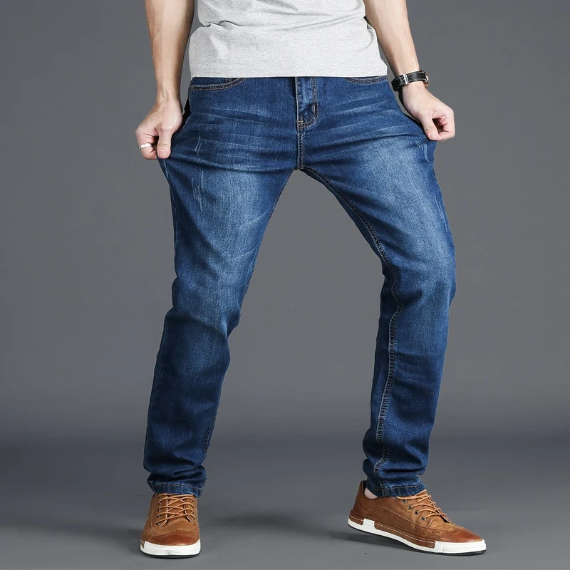 Spring jeans men's stretch blue men's high waist 130kg plus size XL oversized people slim long pants 48 46 44 42 40 38 36 Spring jeans men's stretch blue men's high waist 130kg plus size XL oversized people slim long pants 48 46 44 42 40 38 36