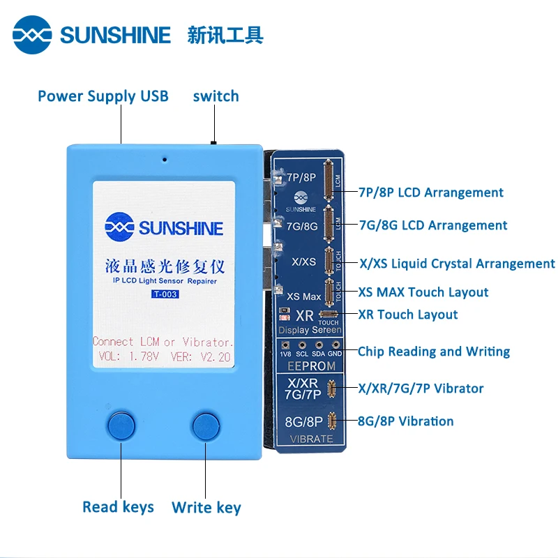 IP ЖК-экран светочувствительный инструмент восстановления EEPROM программист для IPHONE XR/XS MAX/7G/7 P/8G/8 PLUS Photoreceptor