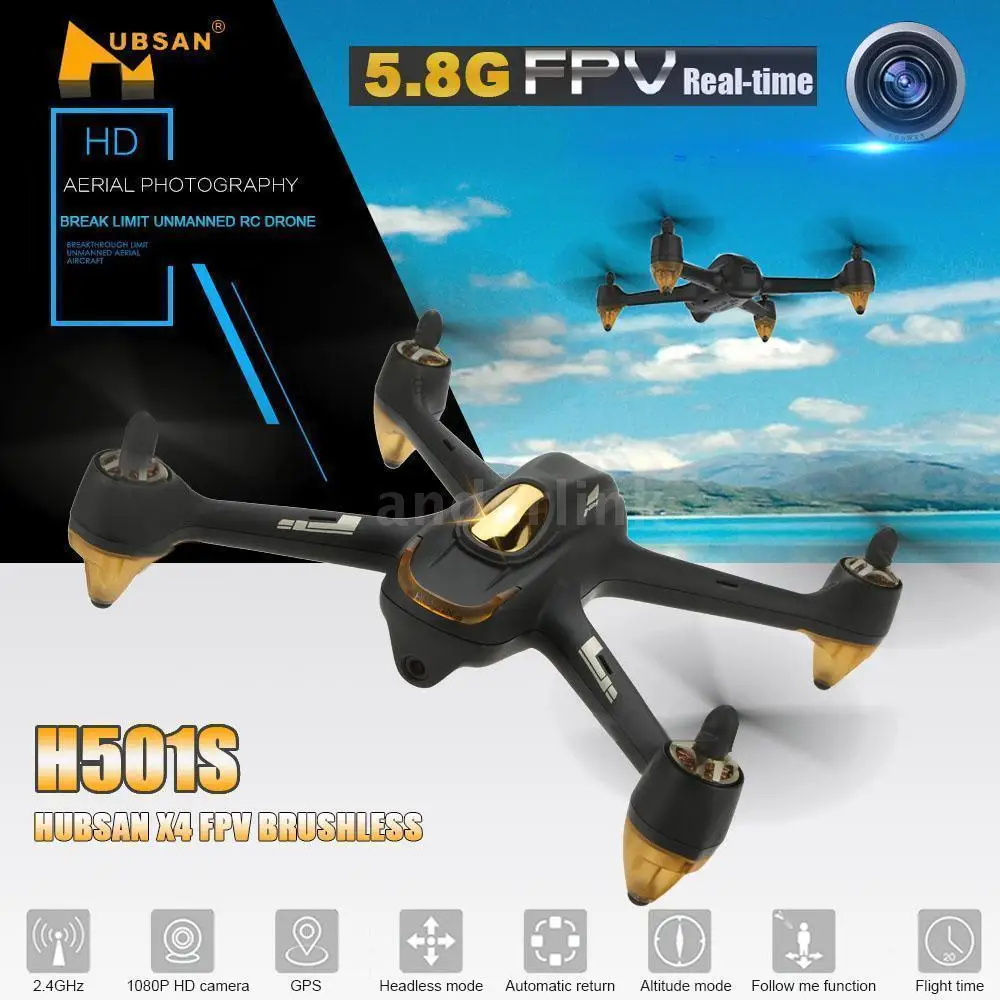 

Hubsan H501S X4 Brushless FPV RC Quadcopter Drone with 1080P HD Camera GPS Follow Me Function Headless Mode Remote Control