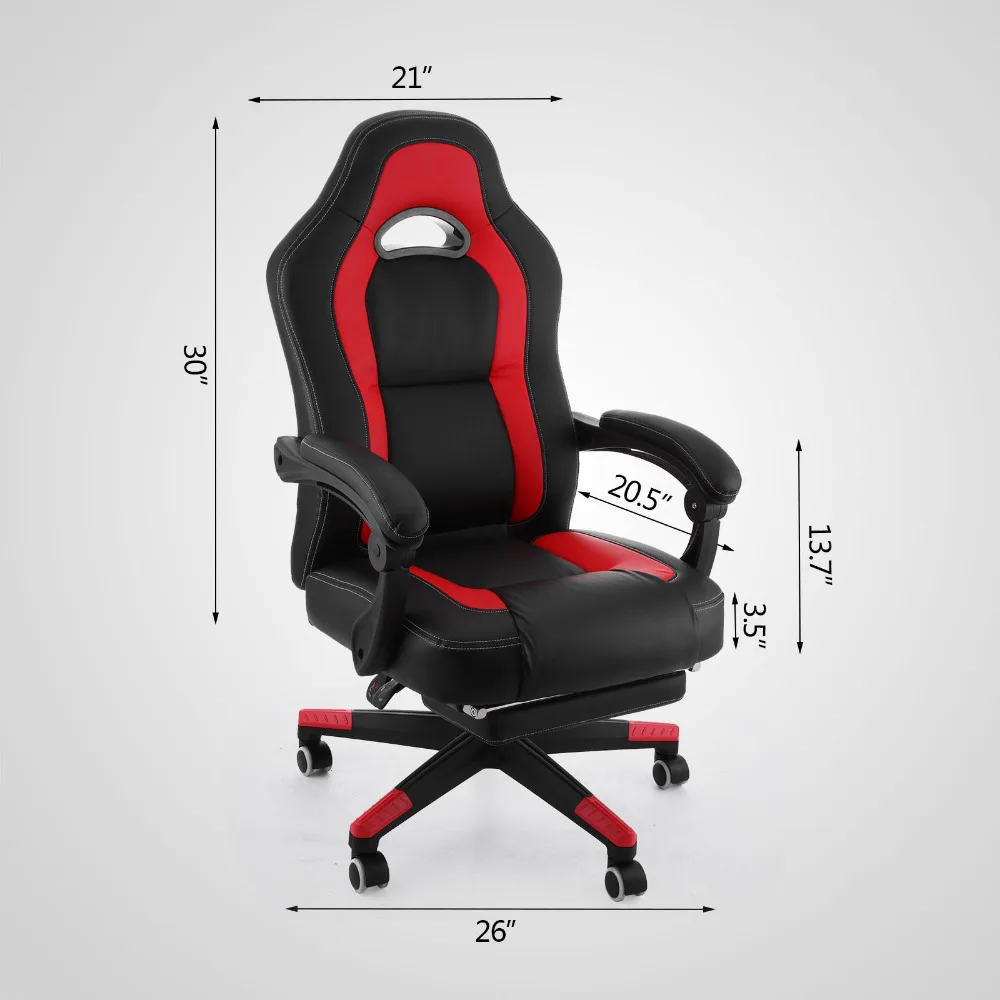  Happybuy Racing Gaming Chair PU Leather Ergonomic Design Computer Gaming Racing Chair High Back Com