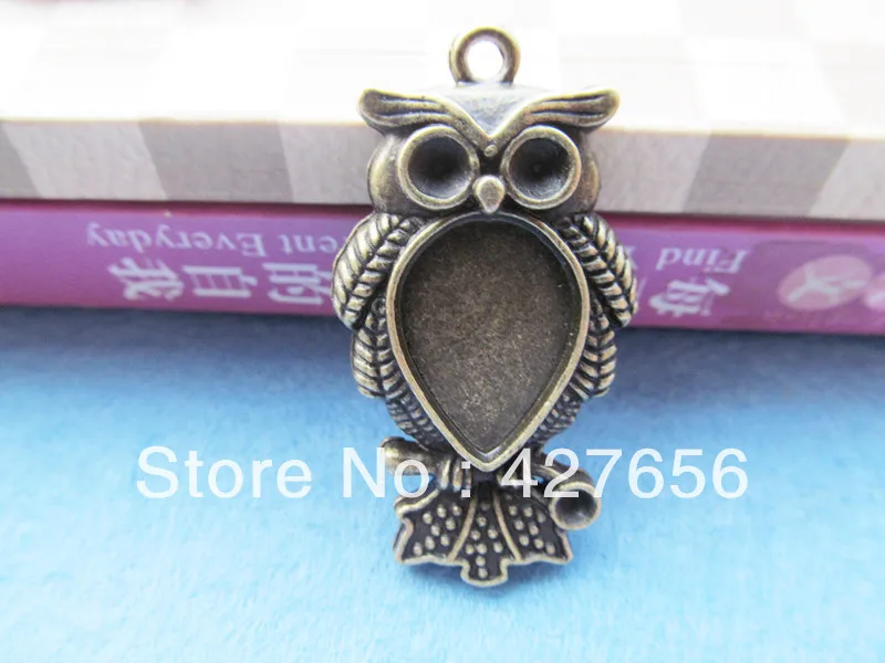 

Antique bronze Filigree Night owl Pendant Charm Finding,on tree trunk/branch,fit raindrop cabochon/cameo/picture