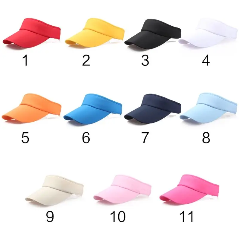 

11 Colors Adult Unisex Summer Spring Outdoor Sun Visor Cap Empty Top Plain Solid Candy Color Curved Large Wide Brim Beach Hat Wi