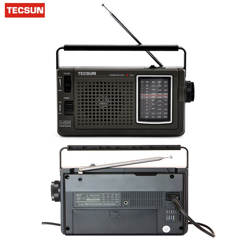 

Original TECSUN R-304 R-304P High Sensitivity FM Radio MW/SW Radio Receiver Built-In Speaker Digital Receiver Portable Radio