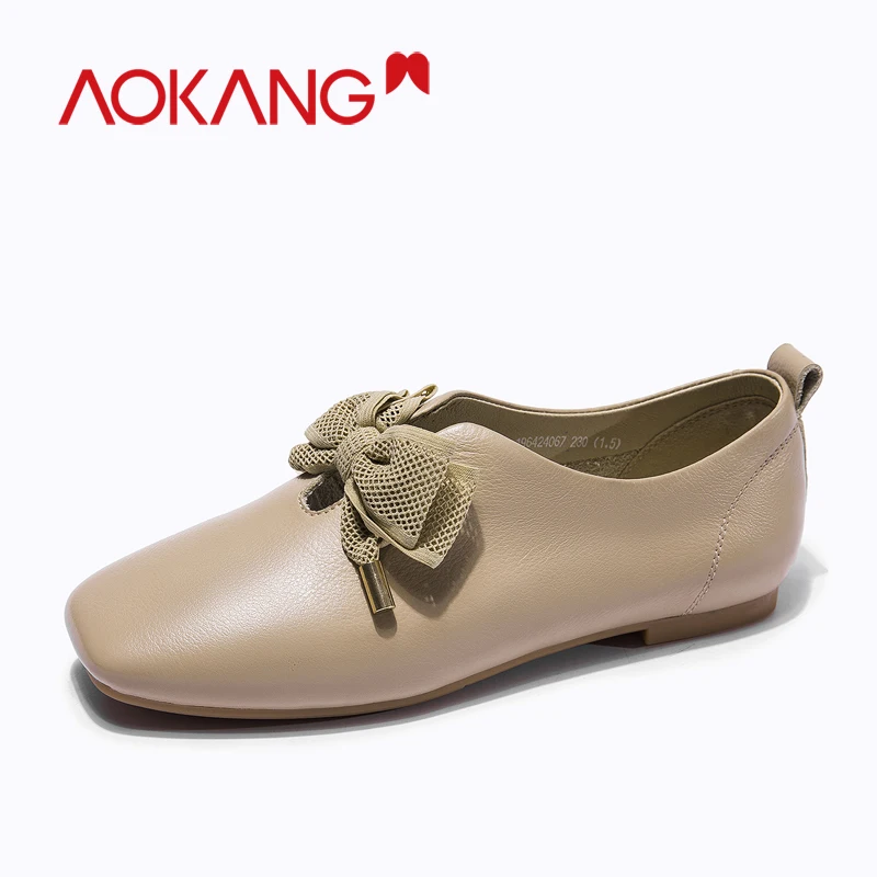 AOKANG/2019 сезон весна-осень женские лоферы на плоской подошве женская повседневная