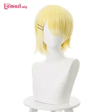 ★ L-email wig Maou Sama Retry Aku Cosplay Wigs 35cm Short Mix Yellow Color Cosplay Wig Heat Resistant Synthetic Hair Perucas