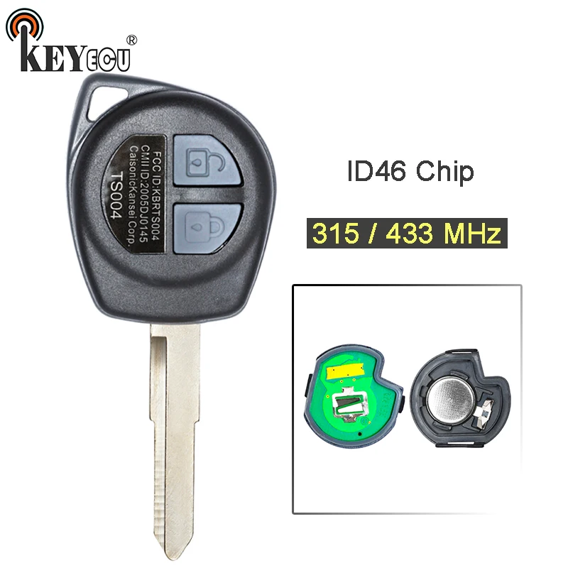 KEYECU 315 МГц/433 МГц ID46 чип замена 2 кнопки дистанционный ключ заготовка брелок для
