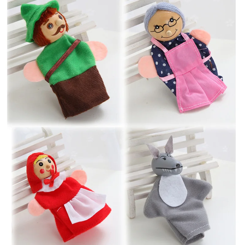 4 шт./лот сказочные истории Гримм маленький красный капюшон пальчиковые плюшевые игрушки куклы развивающие Ручные куклы перчатки для детей