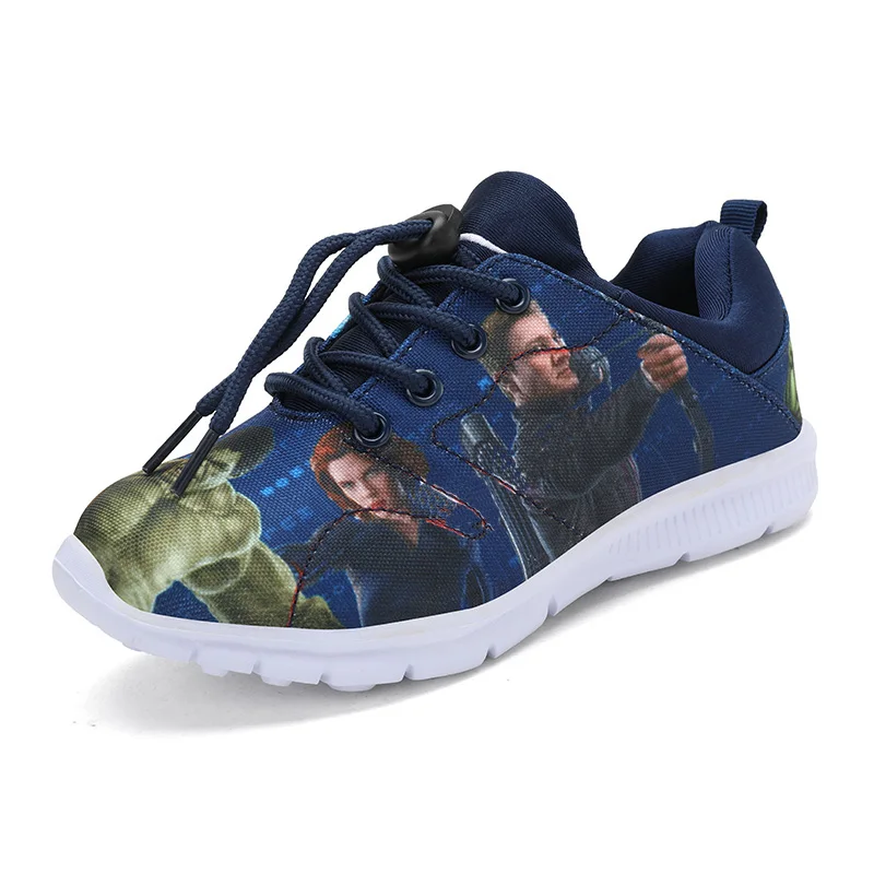 Обувь для мальчиков с изображением Халка и Мстителей; Детские теннисные кроссовки; Детские кроссовки; calzado chaussure garcon enfant cocuk spor ayakkabi - Цвет: Dark Blue