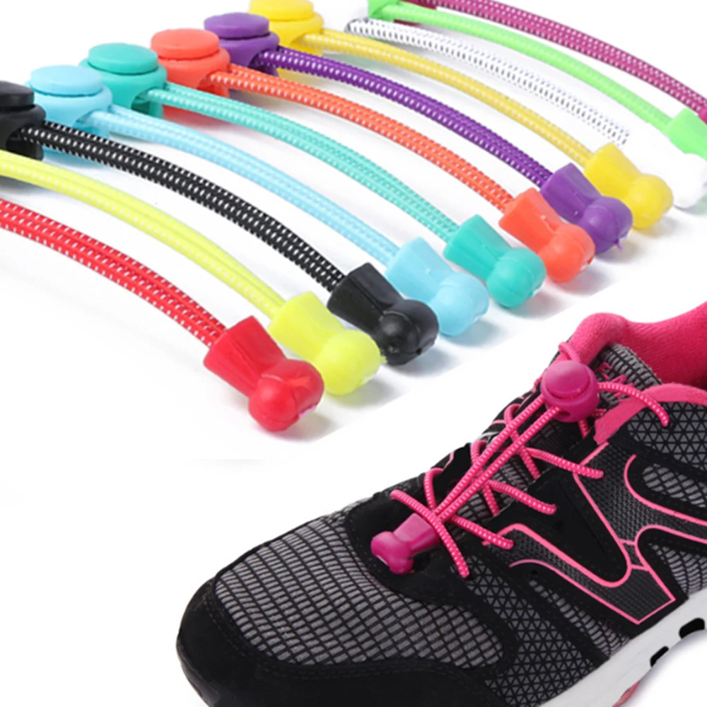 

1 Pair Shoelaces No Tie Locking Round Shoelaces Elastic Shoelace Sneaks Shoe Laces Unsiex Fit Strap For Boys And Girls Wholesale