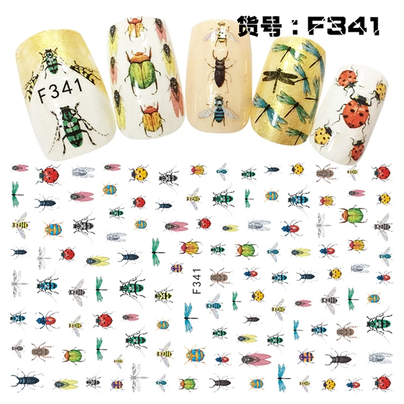 Beauty Insect Adhesive Nail Art Decorations Stickers Thin Acrylic Manicure Decals Nails Accessoires Beetle Smiling Face 2