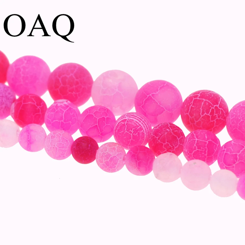 

4-14mm Pink Nature Stone Beads Onyx Carnelian Beads Frost Cracked Dream Fire Dragon Veins Beads For Jewelry Making Necklace