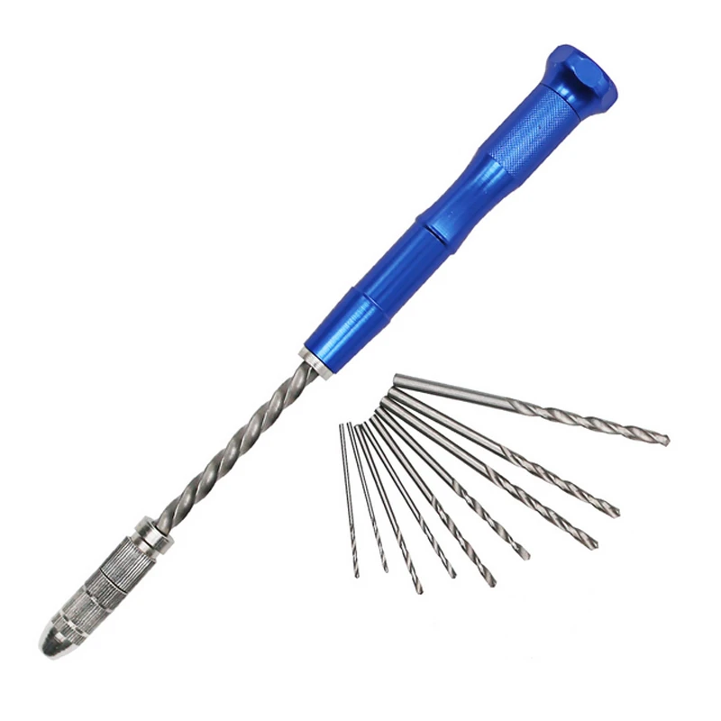 Professional Manual Spiral Hand Drill Woodworking Mini Spiral Hand Push Drill With 10pcs Twist
