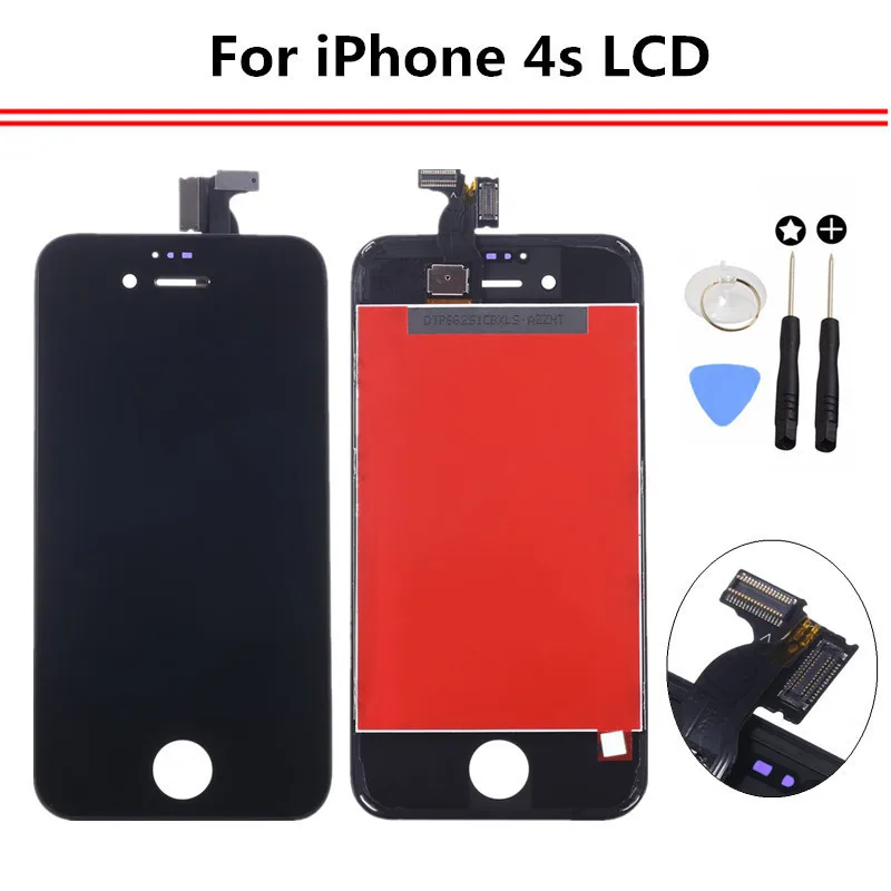 

Black or White For iPhone 4S LCD Touch Screen With Digitizer Display full front Assembly Complete Replacement With Free Tools