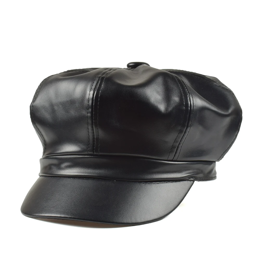 mens leather beret hats