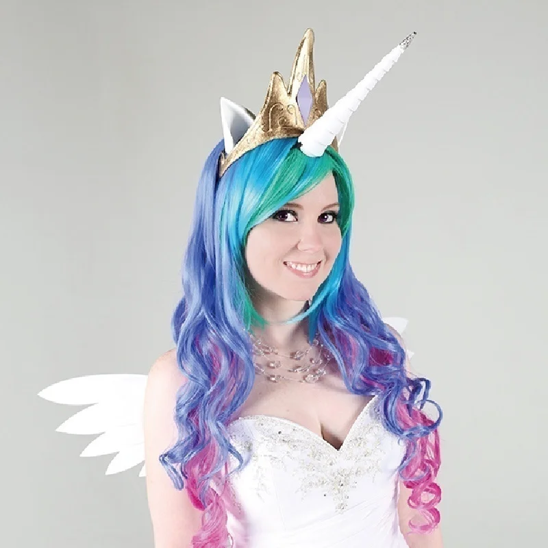 1Pc 70cm Halloween Long Rainbow Unicorn Masquerade Colorful Wigs