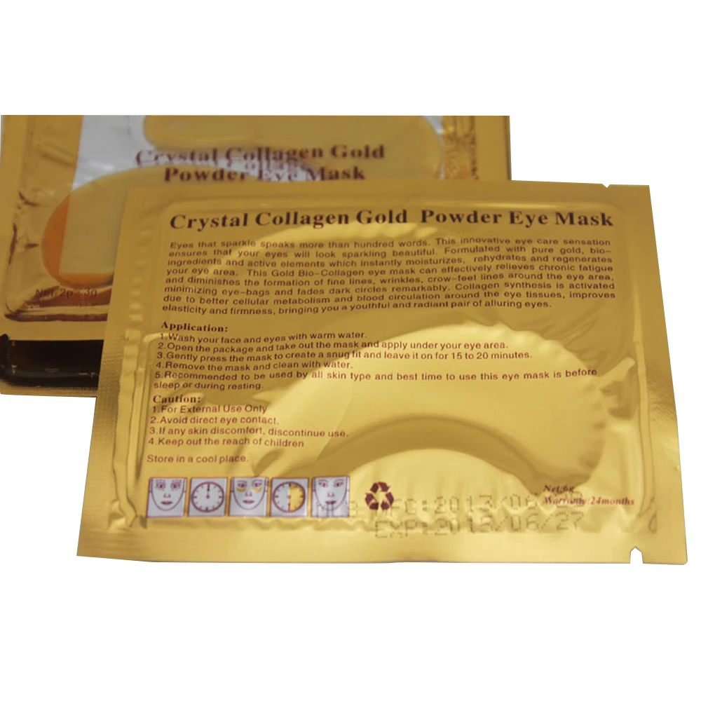 100 шт(50 упаковок) кристальная коллагеновая Золотая пудра маска для глаз с кристаллами Высокое качество Антивозрастная маска для век увлажняющая кристаллическая