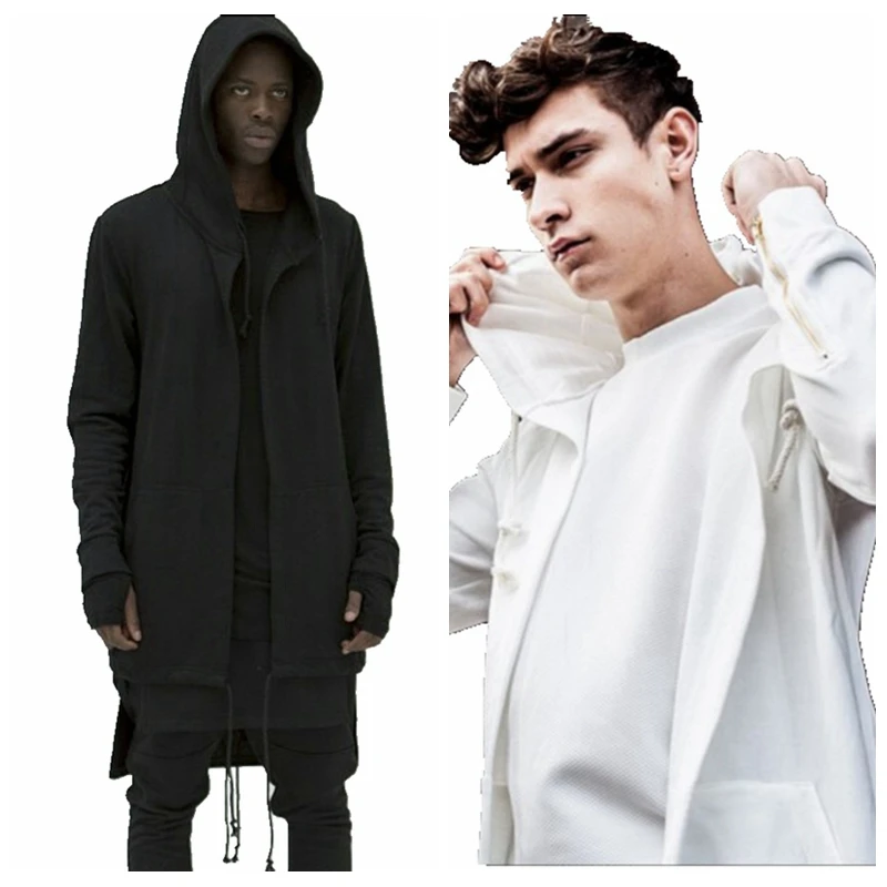 Men's Hooded long Sleeves Cloak Cardigans Outwear With Black Gown