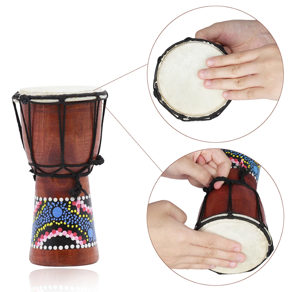 4 Inch African Drum Djembe Hand Drum Percussion Musical Instrument with