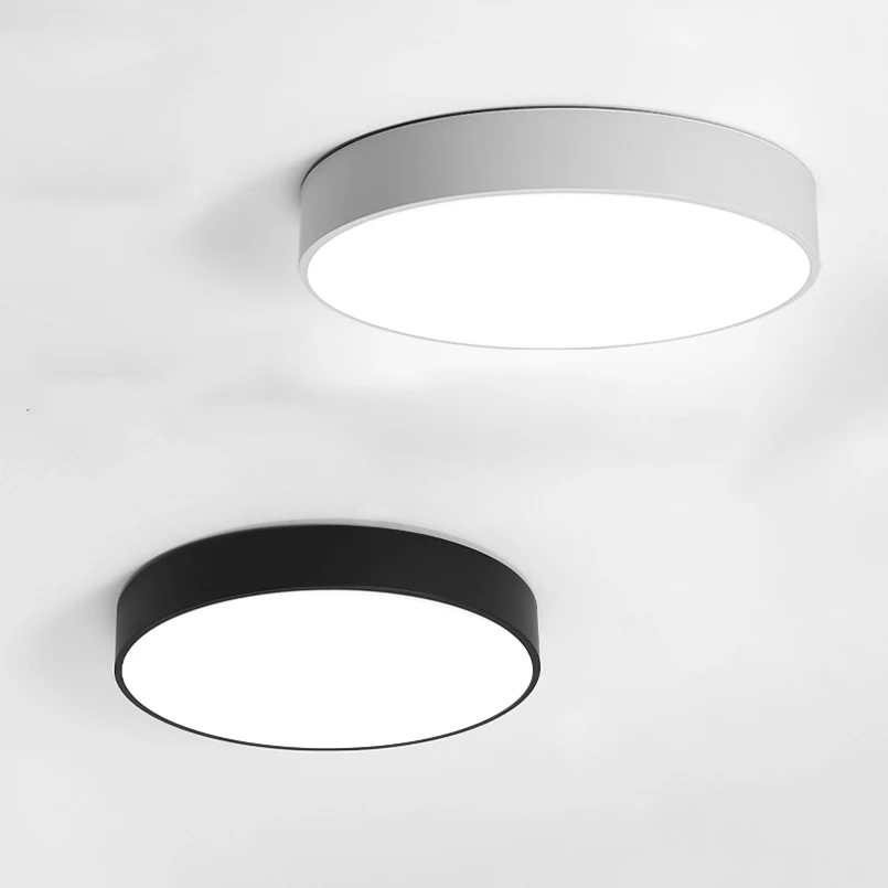 

Modern LED Ceiling Light Lamp 18W 24W Round Europe Foyer/Dining Room/Study Lighting Lamparas Black/White Ceiling Lamps 85-265V