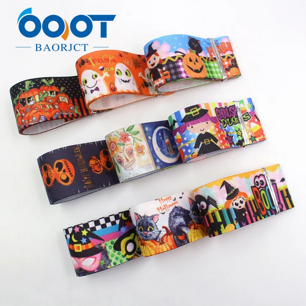 

OOOT BAORJCT I-19720-1656,38mm 10yards Halloween Thermal transfer Printed grosgrain Ribbons,tape crafts,bow cap DIY accessories