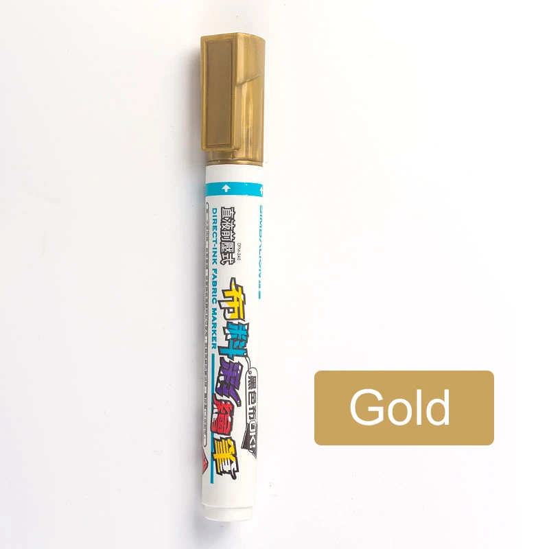 Прочная Обложка! Simbalion маркер для ткани металлические ручки прямые чернила ткань краски профессиональный Перманентный маркер товары для рукоделия DFM-240 - Цвет: Gold
