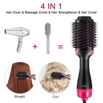 

Electric Hair Curler Combs Air Brush Straight Curl Dry Wet Hair 2 in 1 Multifunctional Hair Dryer Roller Rotate Styler