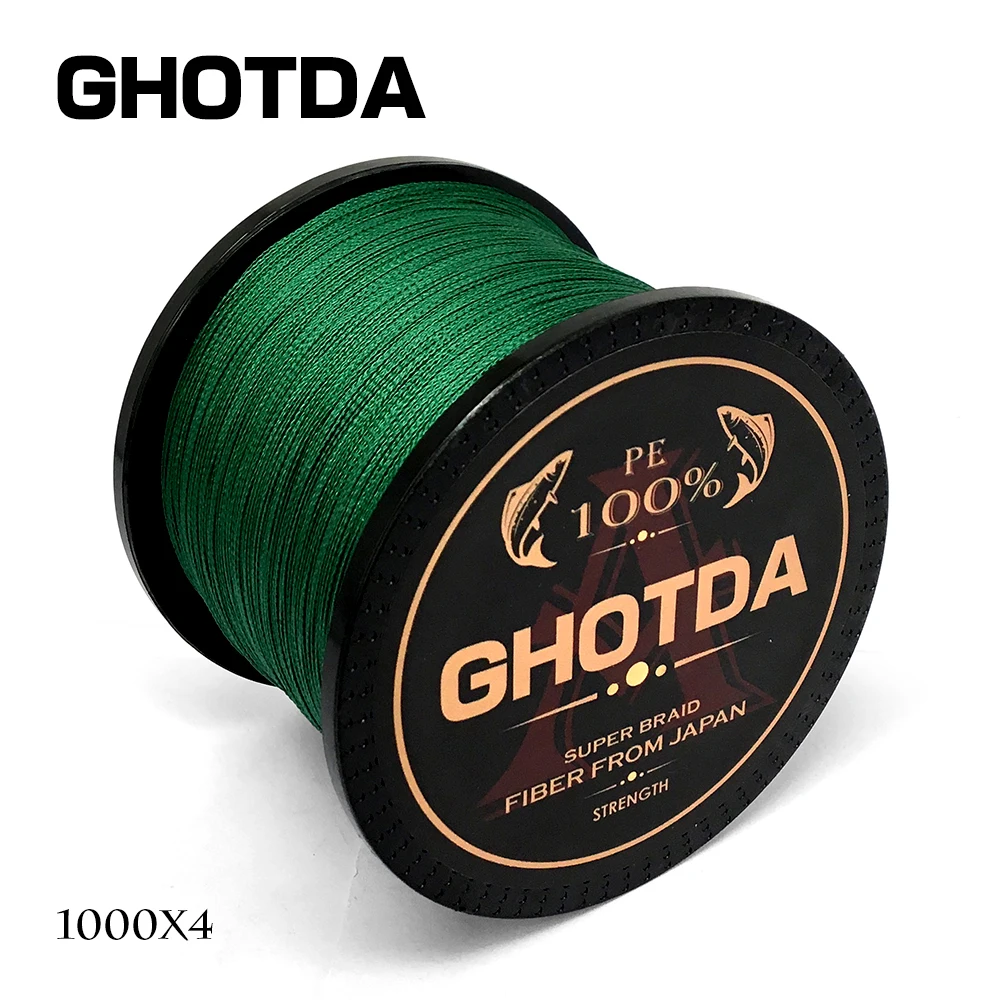 GHOTDA 300 متر 500 متر 1000 متر 4 فروع مضفر الصيد خط المتعددة الشعيرات PE