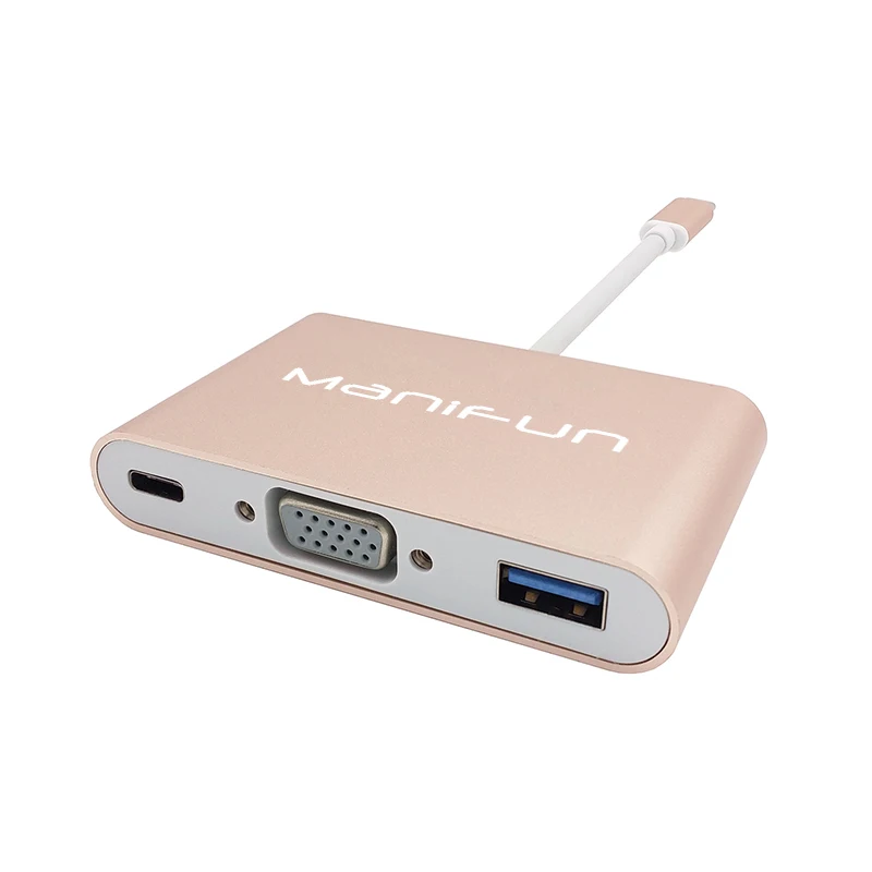 3-in-1 USB 3.1 Type C to VGA USB 3.0 Type-C Charger Adapter with Charging Video Converter for MacBook ChromeBook Pixel Projector (4)