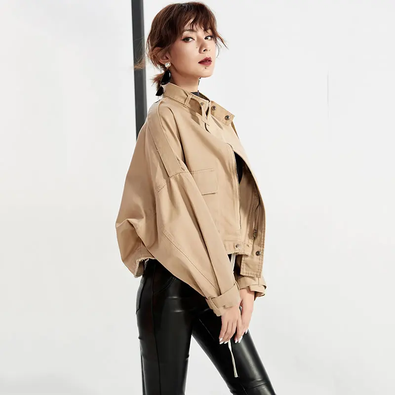 Femelle hg Lyh1210 De Madarin Manteau Couleur Mode Army Corée Lyh1210 Veste Complet Collier Automne Poche Unie Manches Femmes 2018 Green Arrivée khaki Nouvelle UwqIrUOx