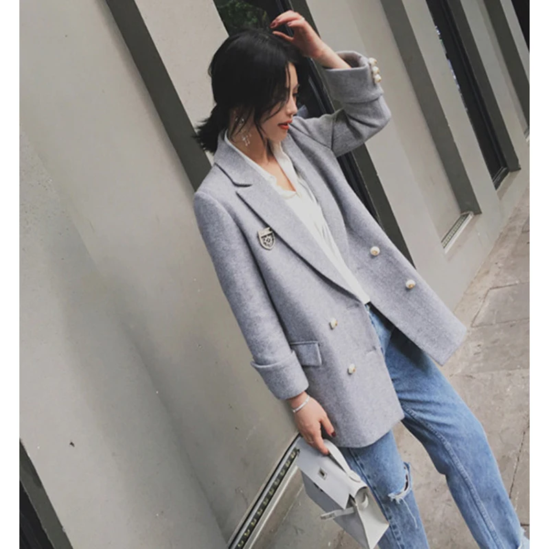 Spring autumn women coat 2018 fashion new Striped medium long section double-breasted long sleeve Casual female Blazers ll501
