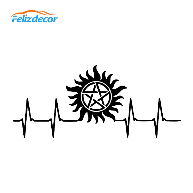 

Supernatural Heartbeat Vinyl Sticker SPN Symbol Car Stickers Art Bumper Car Window Doors Decals Car Styling Decor White L424
