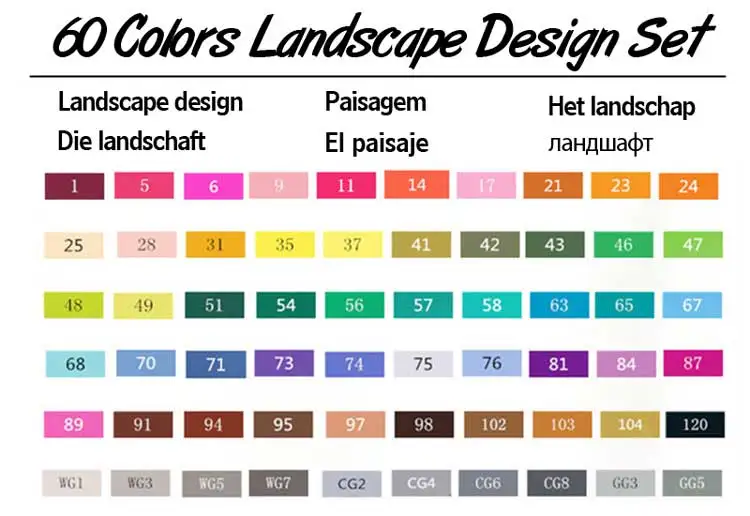 TOUCHNEW 30/40/60/80/168 Цвета эскиз Маркеры Ручка на спиртовой основе маркер-Кисточка Комплект лучше всего подходит для рисования манга анимация товары для рукоделия - Цвет: 60 Landscape Set T6