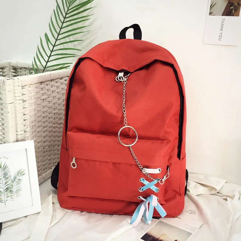 

Girls High Quality Backpack Bow Ribbon Oxford Leather Chain Campus Waterproof Bag Popular