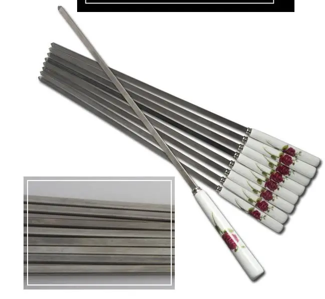 

BBQ skewers,Stainless steel skewers, ceramic handle