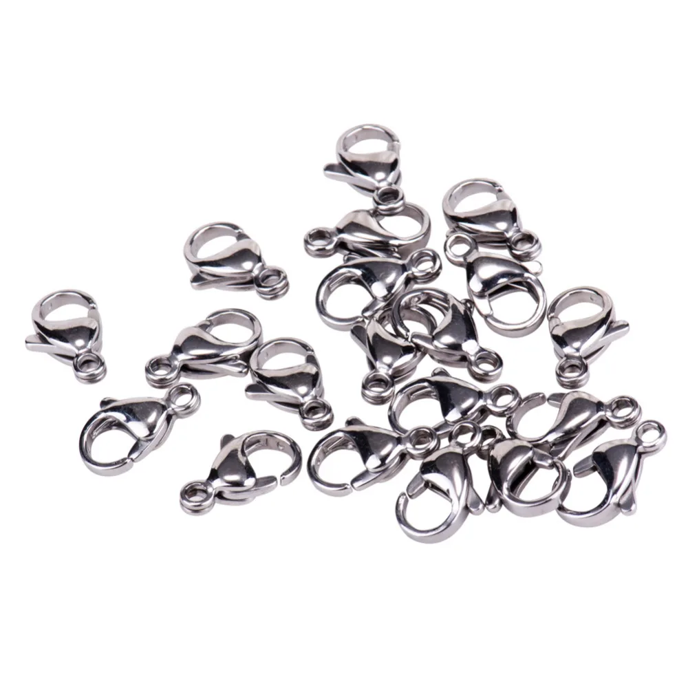 

20 pcs/lot 304 Stainless Steel High Quality Lobster Claw Clasps 13x8mm