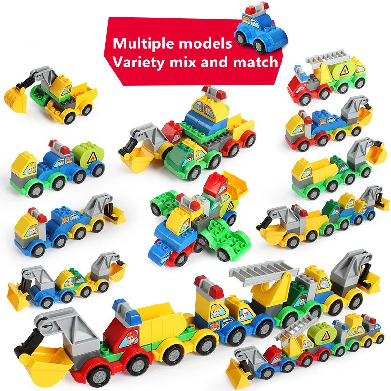 City Police Creator Vehicle Truck Car DIY Building Blocks Sets Educational Toys for Children Compatible LegoINGLY Duplo Bricks