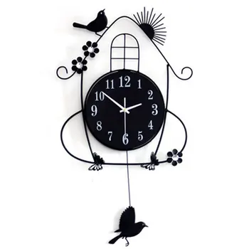

Fashion Bird Digital Wall Clock Modern Design Decorative 3D Diy Kids Wall Clocks Gift Bedroom Wall Clock Home Decor Metal Black