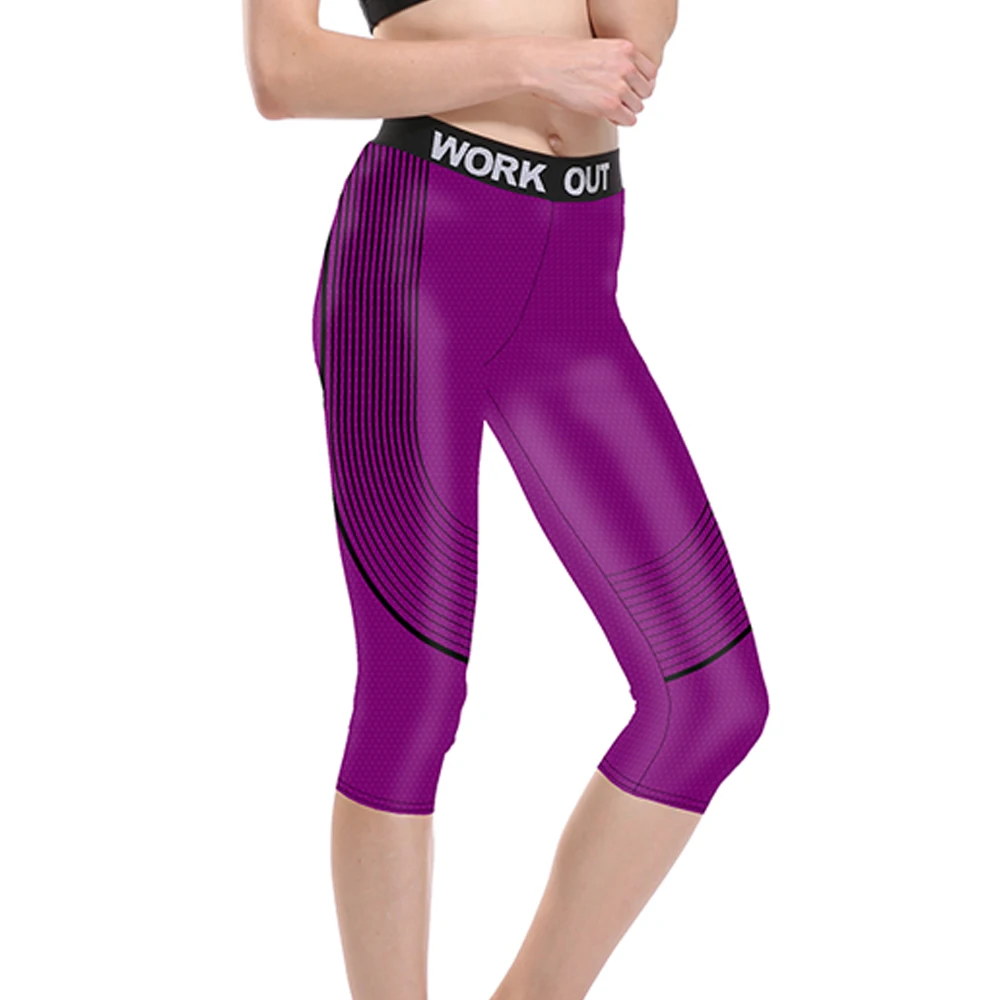 Новые женские Капри для бега спортивные полосатые с принтом синие черные фиолетовые S до 3xl плюс размер Yuga брюки с начесом