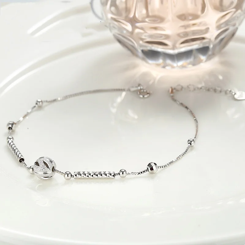 Модные 925 пробы Серебряный ножной браслет fine Jewelry Лаки бисера ножной браслет для Для женщин девочек S925 Серебряный ножной браслет на ногу