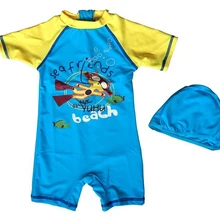 Bonverano(ТМ) Детский Слитный Синий Желтый Солнцезащитный Пляжный Купальник Для Малышей и Детей из Высококачественного Быстросохнущего Материала с Эффективного Фактором УФ-Защиты 50