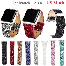 Рождество блестящие Мощность кожаный ремешок для наручных часов iWatch, ремешок 38/40 мм/42 44 мм для наручных часов для Apple Watch Series 5 4 3 2 1