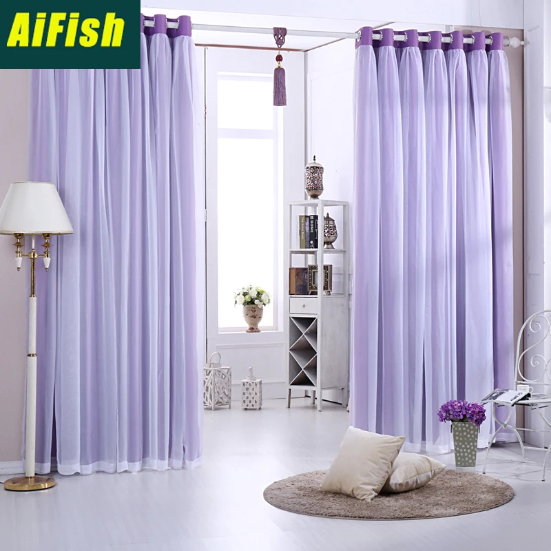 

Pure Full Shade Double Curtain Korean Garden Bay Window Curtain Fabric Short Curtain Lace Finished Living Room Bedroom wp115&3