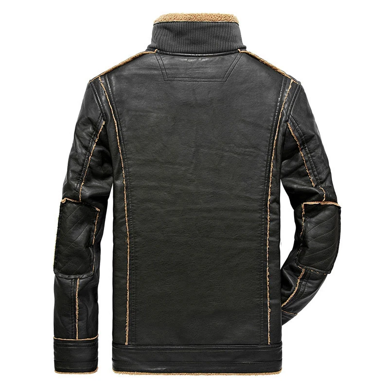Фирменная Новинка, Мужская меховая кожаная куртка, зимняя дизайнерская высококачественная искусственная кожа, флис, утолщенная Повседневная куртка-бомбер, Мужская байкерская куртка, 3XL, BF8605