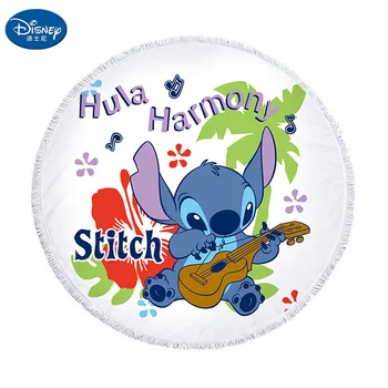 

Disney Cartoon Lilio Stitch Summer Blanket Throw Beach Towel Blanket with Tassels for Children Round Bath Towel 150x150cm