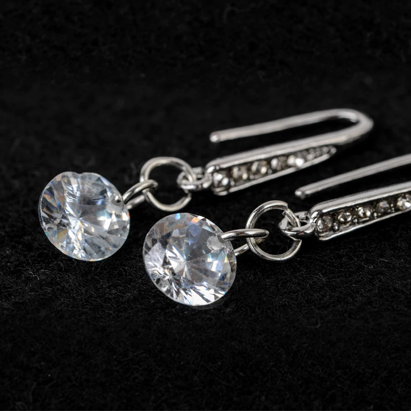 Silver Color Chandelier Crystal Long Earrings for Women Rhinestone Hoop Dangle Earring Hanging Earring Bridal Wedding Jewelry